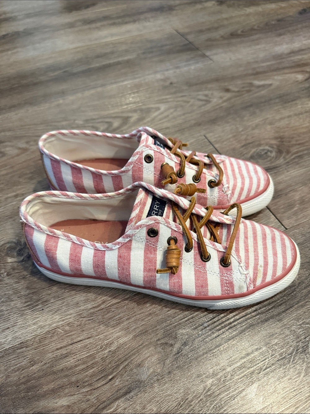 Sperry Red/White Striped Seacoast Boat Shoes Women's Size 7.5 Comfort Casual
